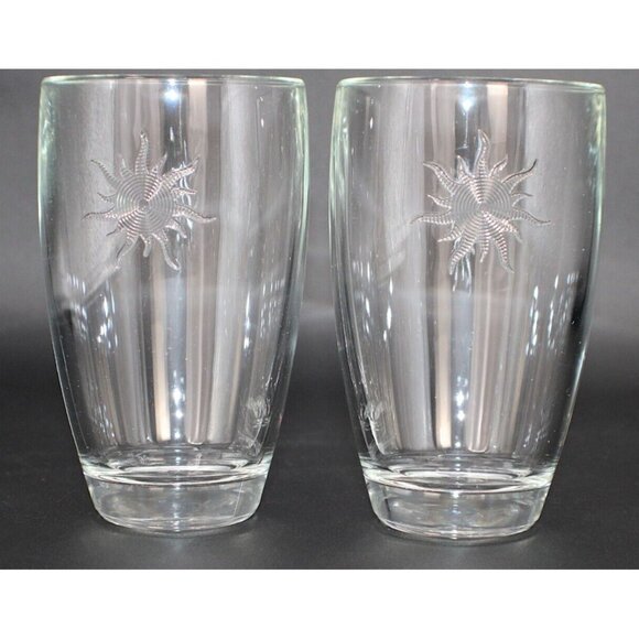 La Rochere France Embossed 3D Sun Accent 14 Oz Tumbler Glasses Set of 2 - Picture 2 of 6